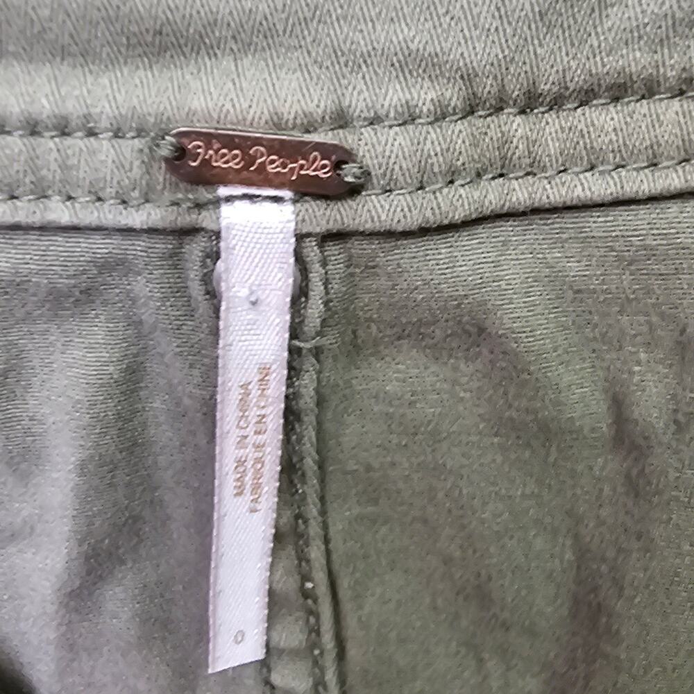 Free People Olive Green Zip Front Mini Skirt Size 0 Utility Cargo Boho Festival - Picture 4 of 5